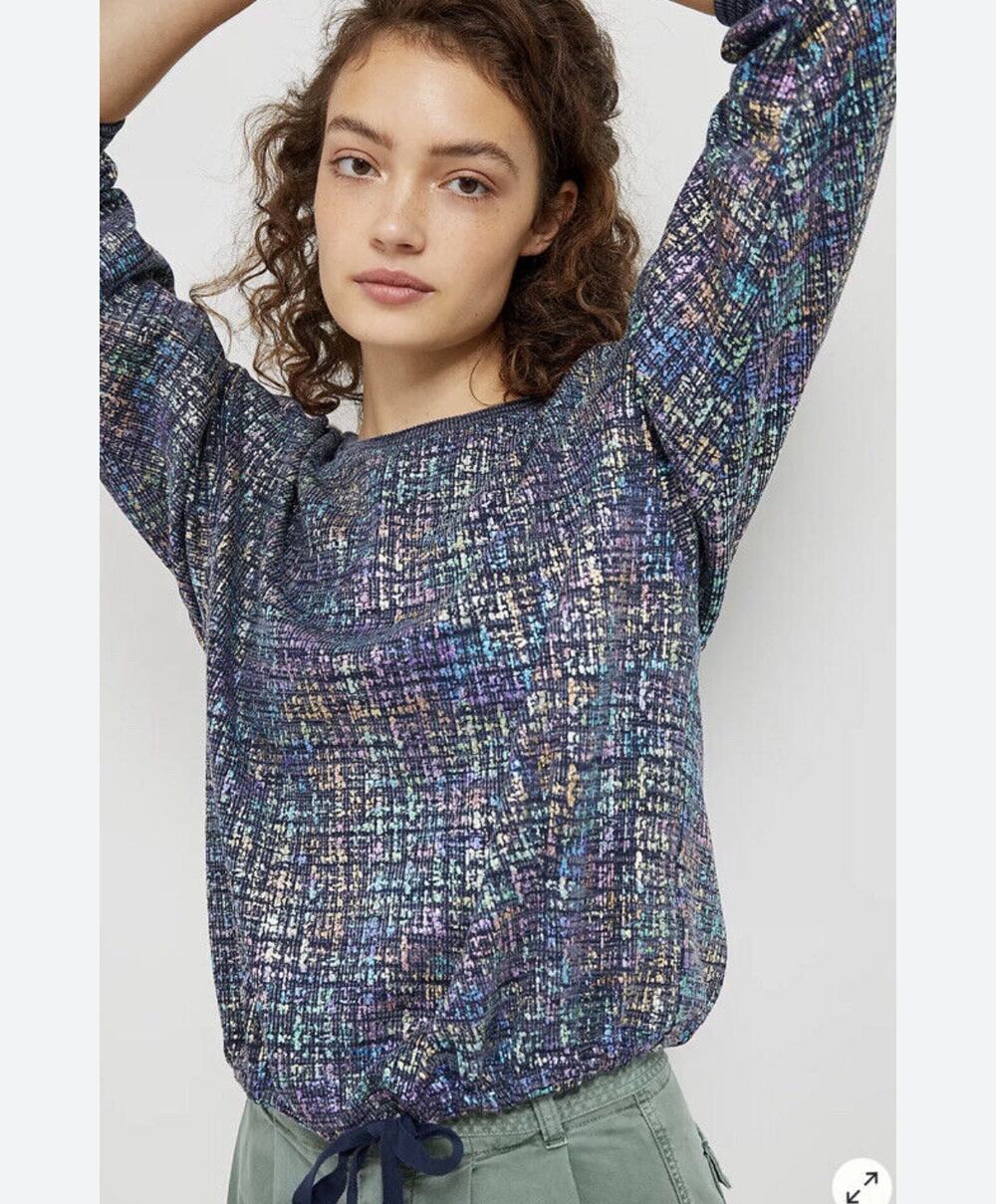Anthropologie Eva Franco Women's Jackson Shimmer Boxy Crop Sweatshirt Top Sz XS